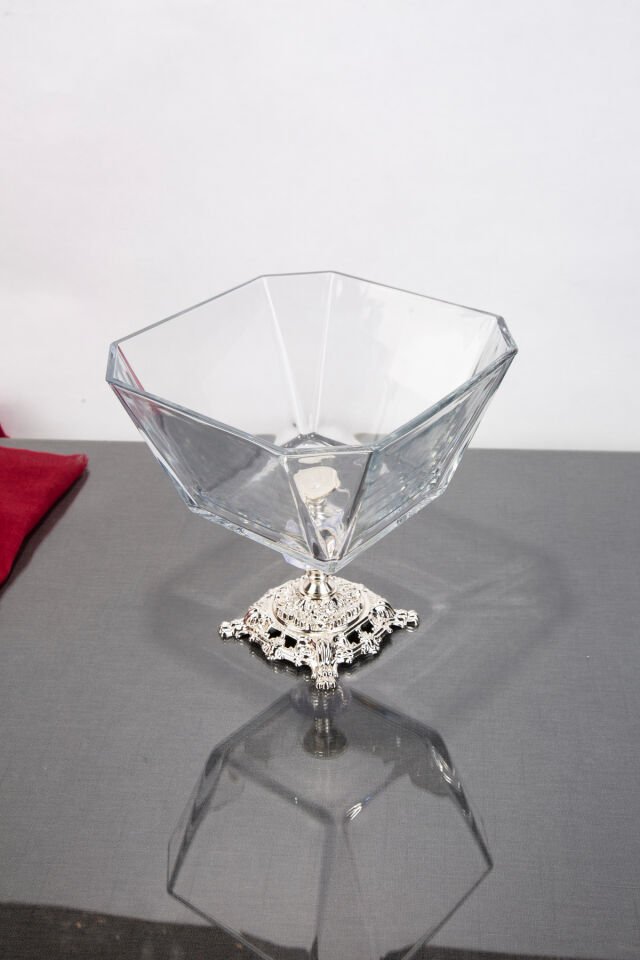 KRN GÜMÜŞ SALATA KASESİ METAL AYAKLI 19X19X19