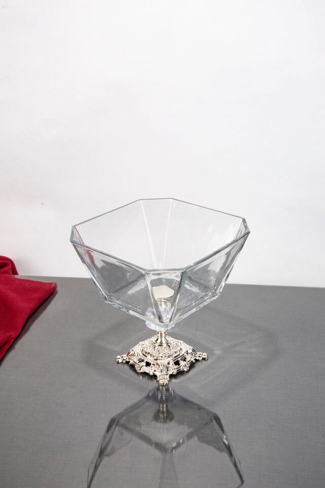 KRN GÜMÜŞ SALATA KASESİ METAL AYAKLI 19X19X19