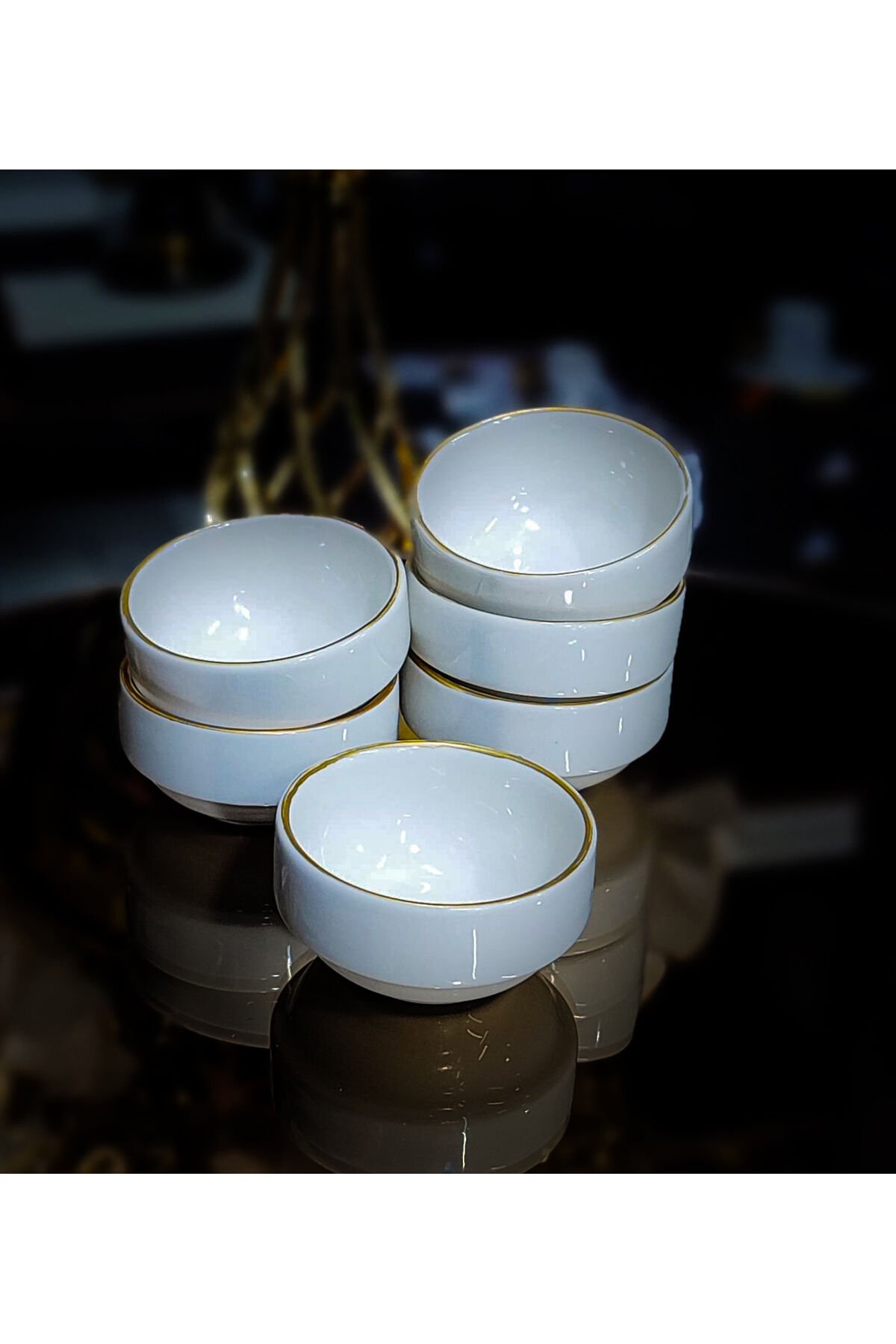 Elit Home Özel Tasarım Porselen Gold Detaylı Sunumluk&Hediyelik Kahve Yanı Lokumluk&Şekerlik