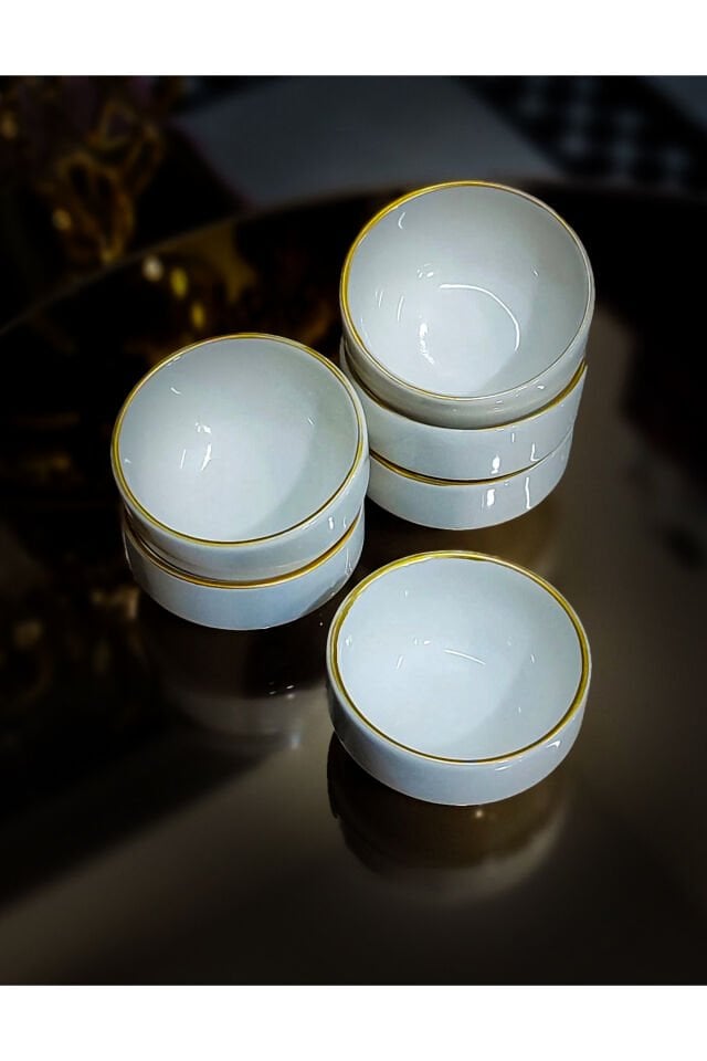 Elit Home Özel Tasarım Porselen Gold Detaylı Sunumluk&Hediyelik Kahve Yanı Lokumluk&Şekerlik