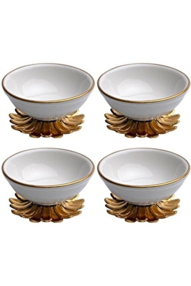 4'lü Metal Ayaklı Mini Porselen Lokumluk