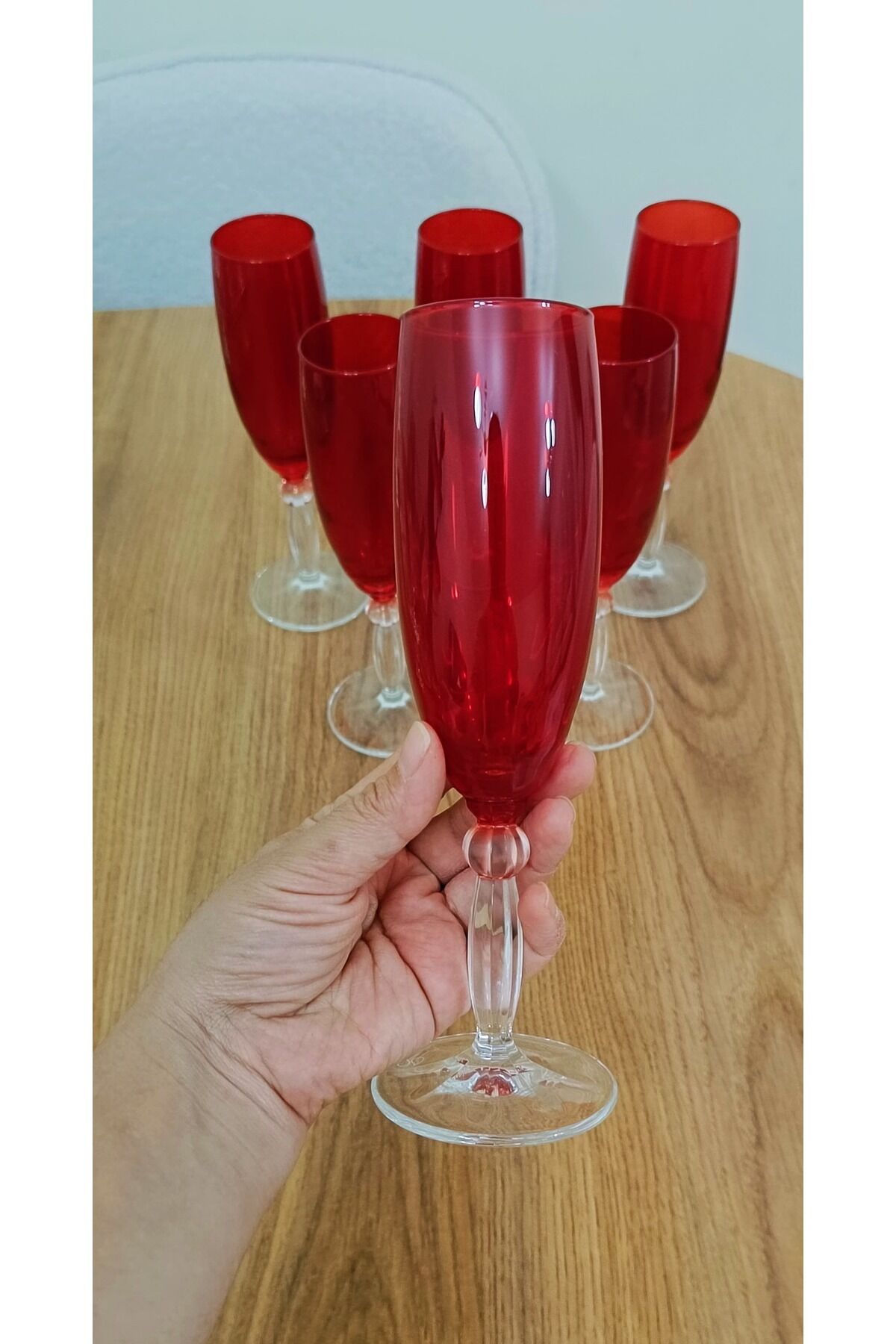 Paşabahçe Kırmızı Meşrubat Kadehi Kahve Yanı 6lı Su Bardağı