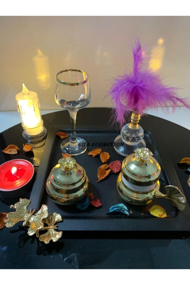 5 Parça Gold Detaylı Kahve Sunum & Damat Kahve Seti