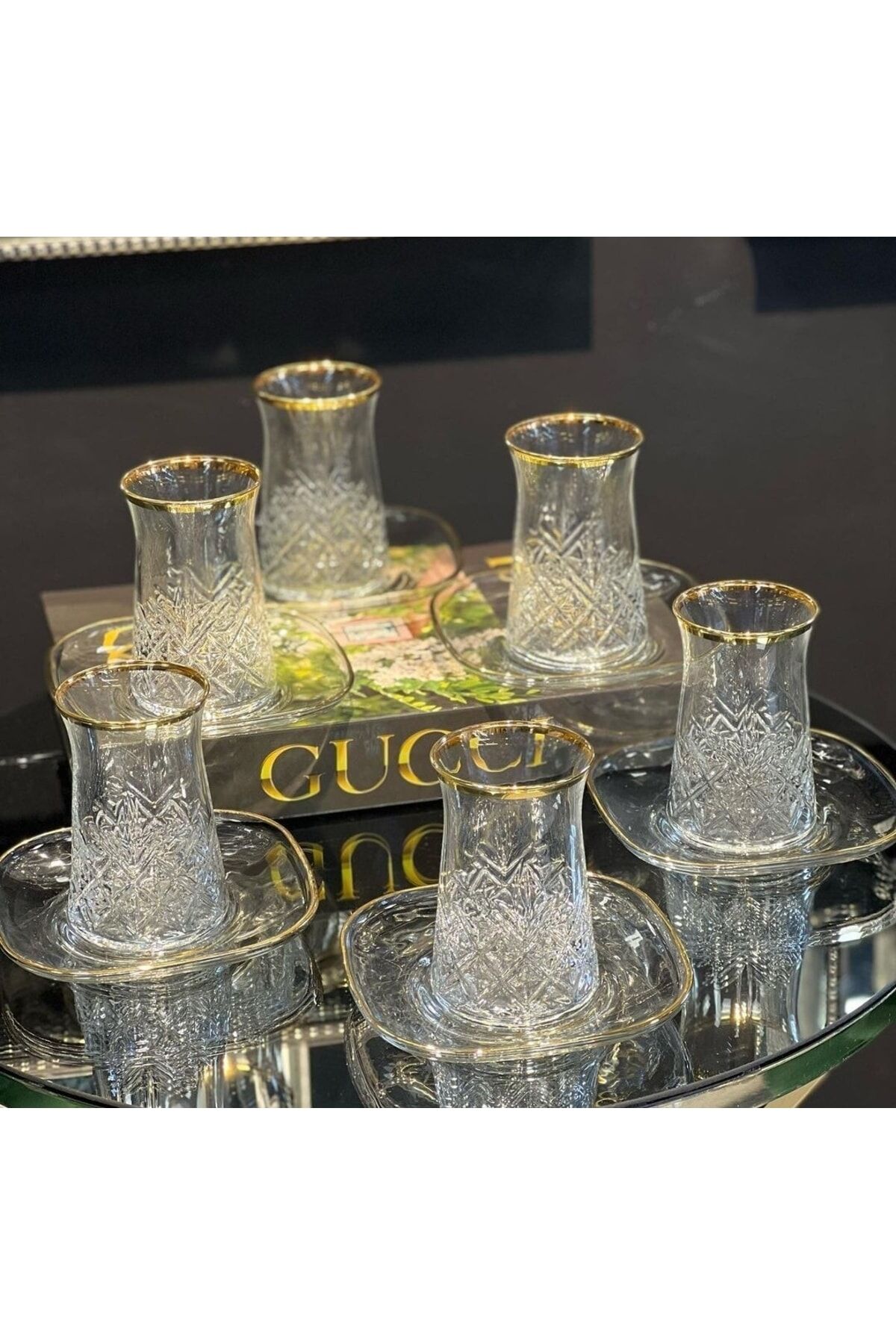 12 Parça Gerçek Yaldızlı Timeless Çay Seti