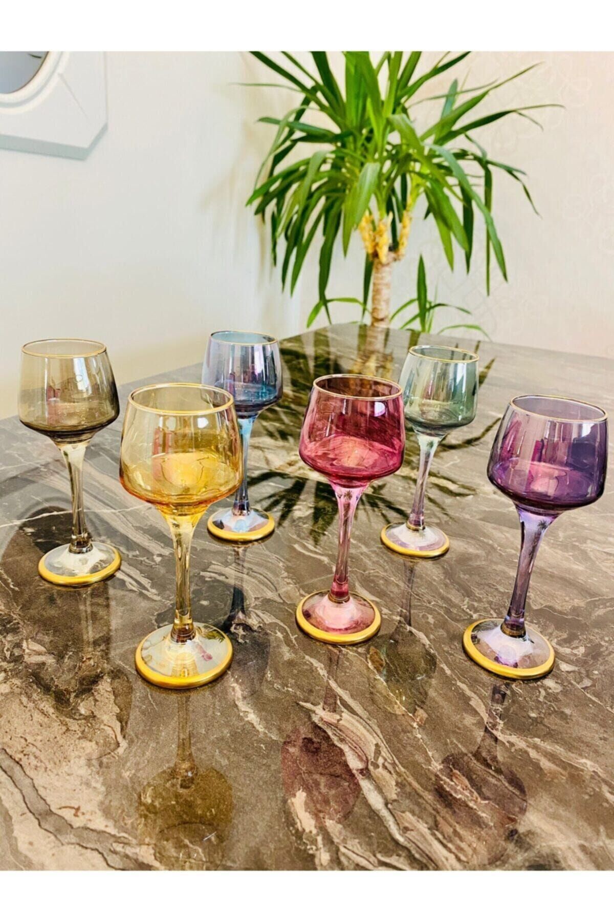 Amore Sunumluk Kahve Yanı Bardak 6'lı Lüsterli Lal 6 Renk