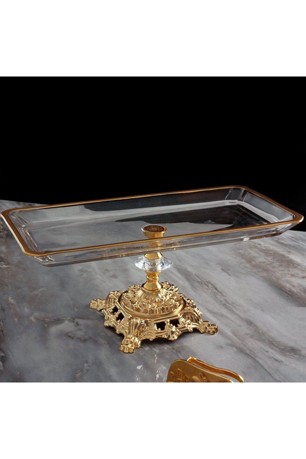 Metal Ayaklı Dikdörtgen Sunum Tepsisi