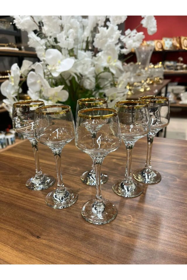 Lav 6 Lı Kahve Yanı Su Bardağı Ağız Altın 80 cc