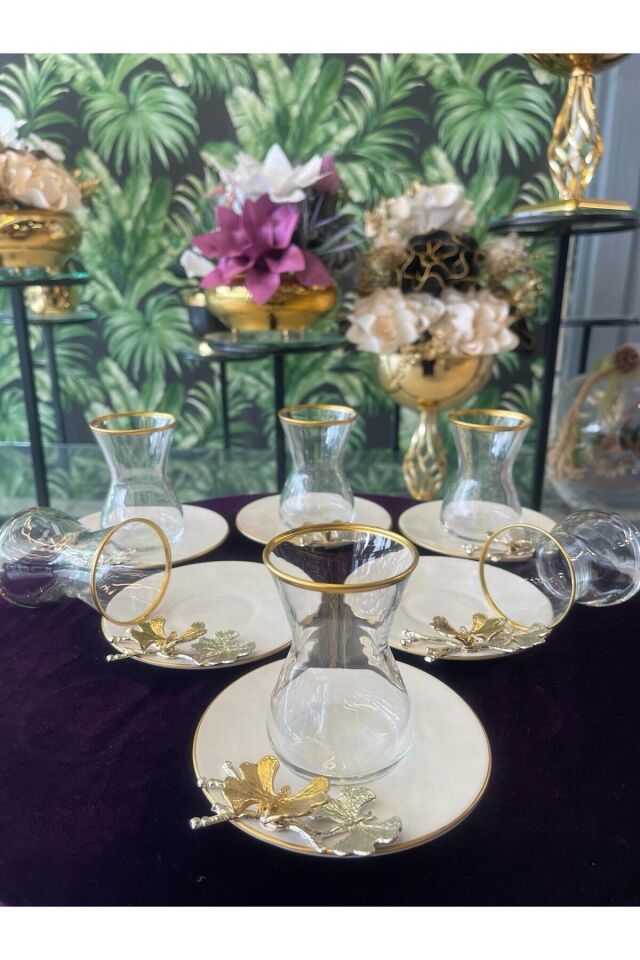 Pandoranin Kutusu 6 Li Hedi?yeli?k Çeyi?zli?k Kelebekli? Çay Seti?