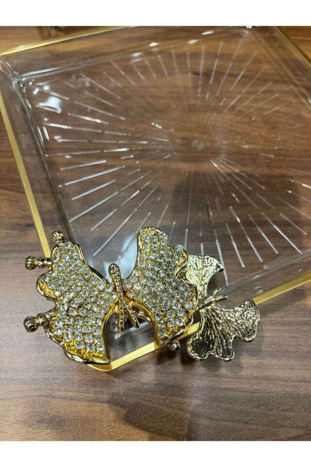 PANDORANIN KUTUSU PAŞABAHÇE TAŞLI KELEBEKLİ KARE MADLEN SUNUM  SERVİS TABAĞI 2 Lİ