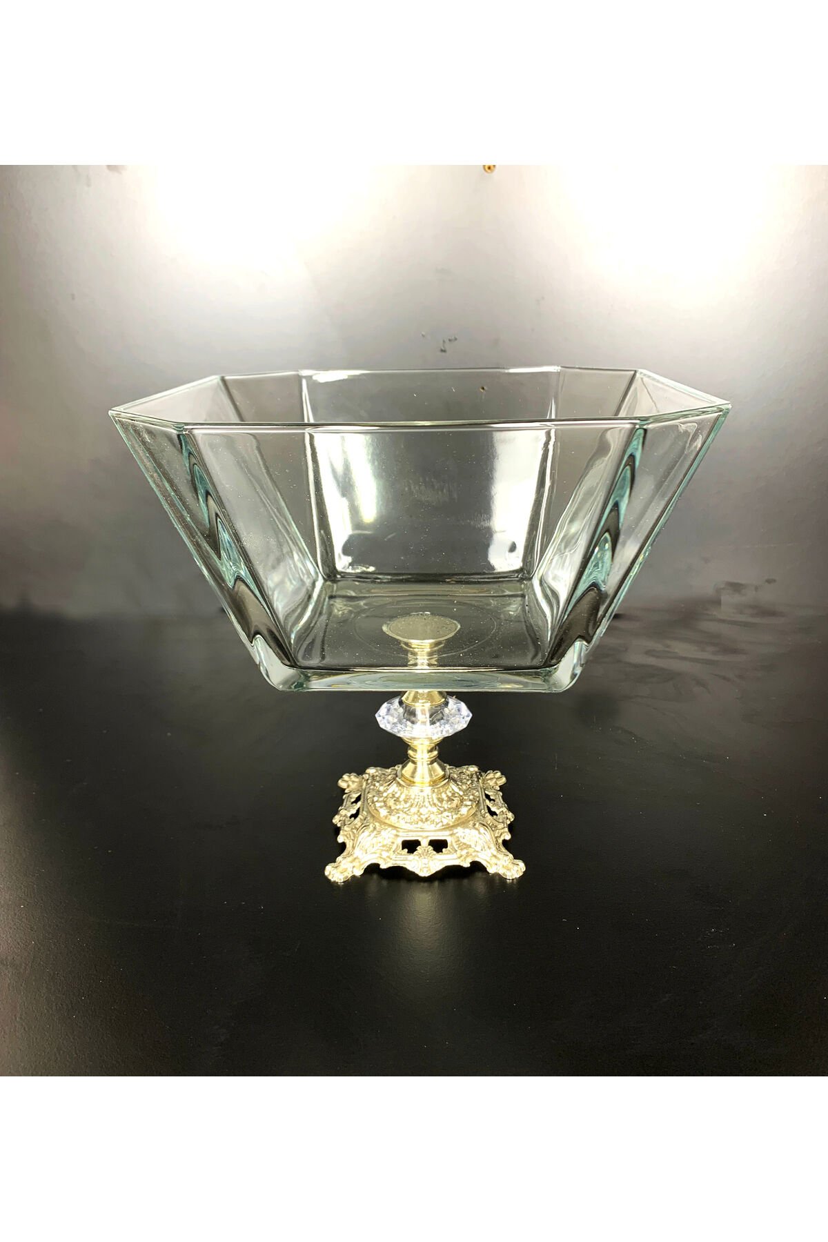 Metal Ayaklı Gümüş Detaylı Büyük Boy Kase- Sunum - Servis - Salata Kasesi