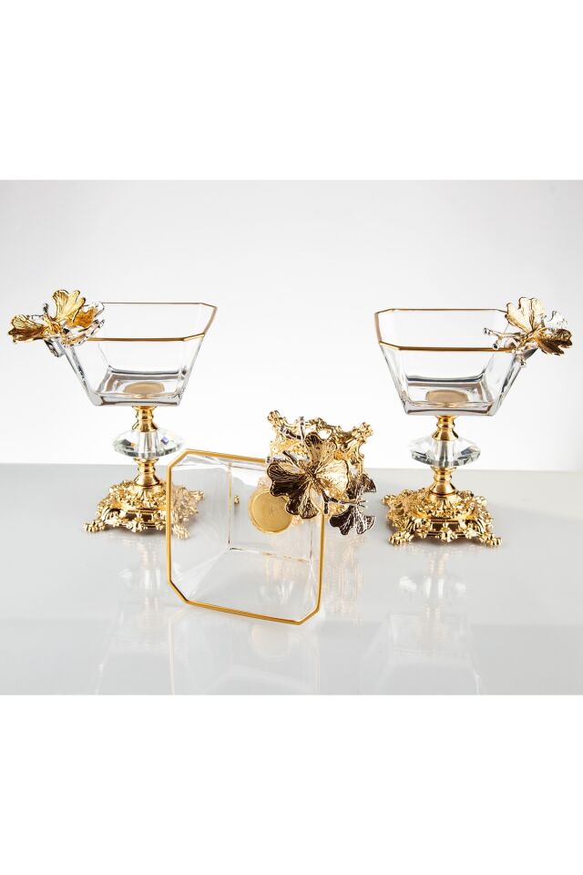 6 LI KRN Metal Ayaklı çerezlik KELEBEK - SİYAH VE BEYAZ ÇİÇEK Seçenekleri ile