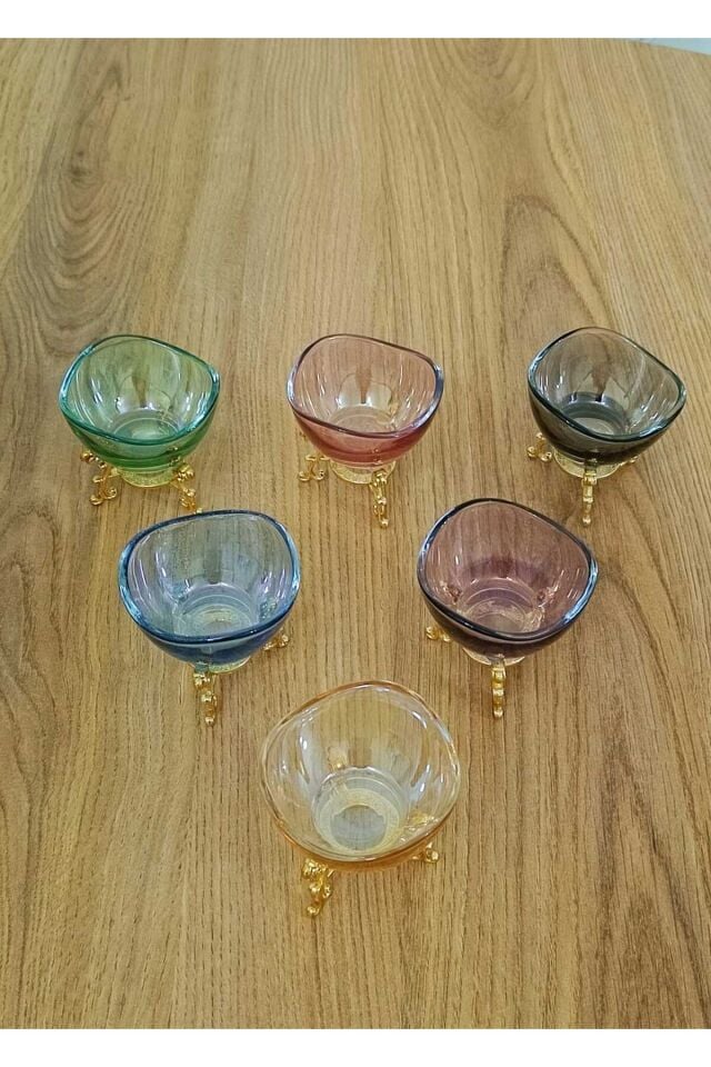 6 Lı Lüx Kahve Yanı Renkli Mini Lokumluk Şekerlik Sosluk Reçellik Çerezlik Kase