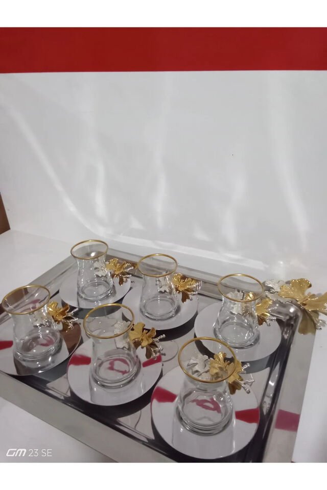 6 Kişilik Çay Seti Kelebek Detaylı
