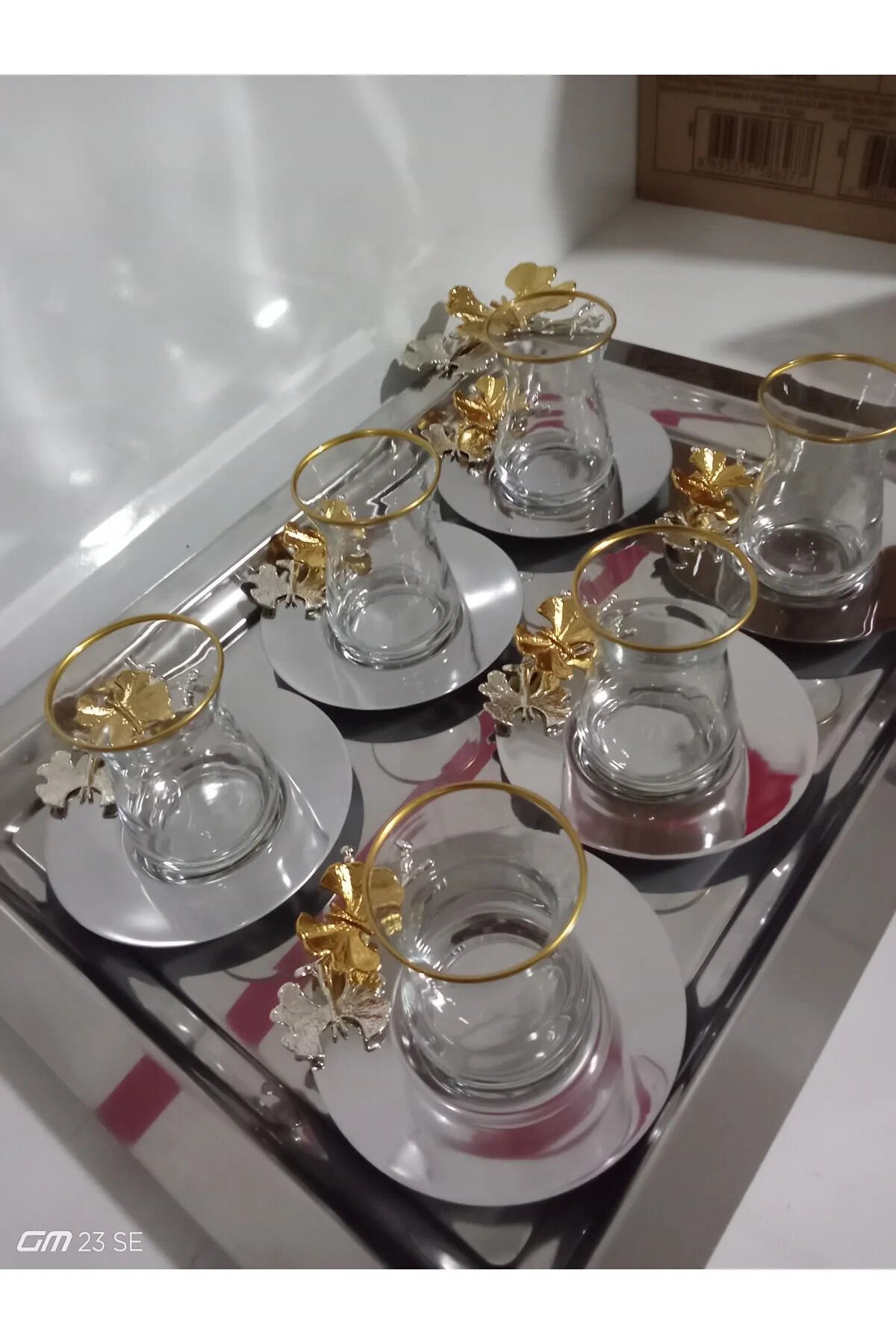 6 Kişilik Çay Seti Kelebek Detaylı