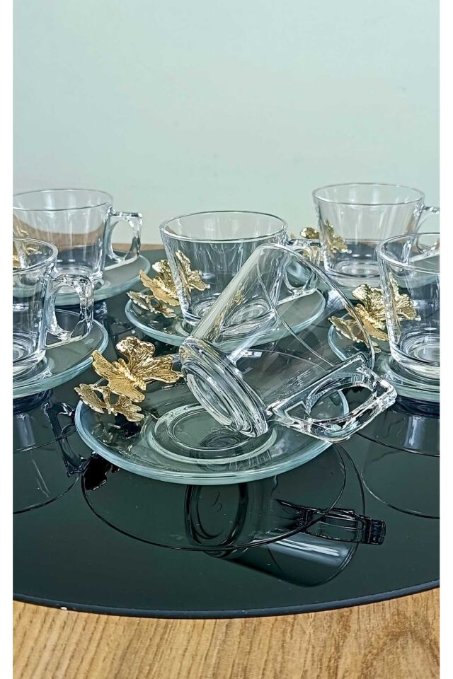 PAŞABAHÇE Gümüş Vela Fincan Takımı 12 Parça 6 Kişilik KELEBEKLİ Hediyelik Çeyizlik