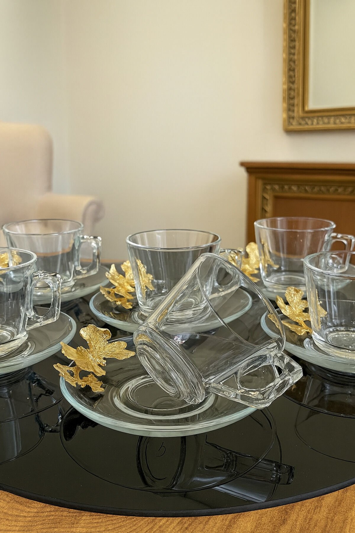 PAŞABAHÇE Gümüş Vela Fincan Takımı 12 Parça 6 Kişilik KELEBEKLİ Hediyelik Çeyizlik