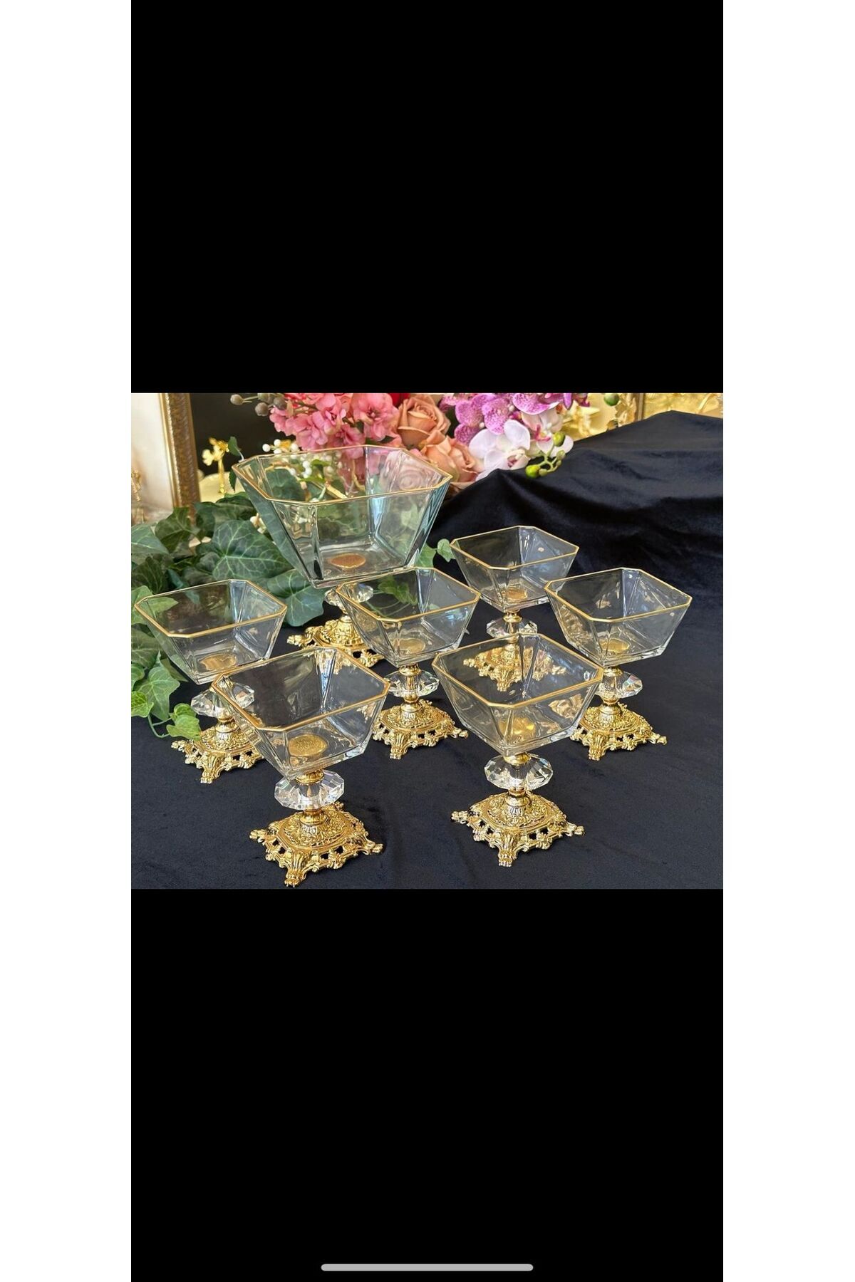 7 parca yaldızlı kase seti