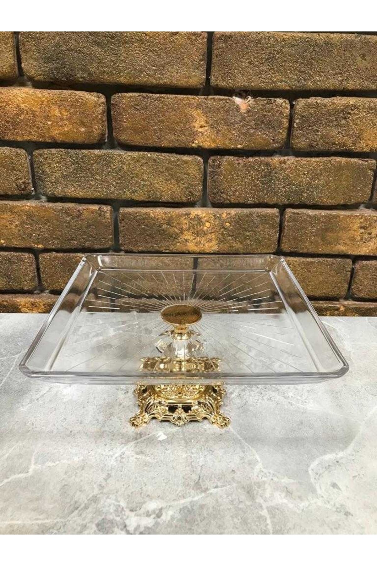 Avangarde Gold Döküm Ayak Kare Sunumluk 25 X 25 Cm