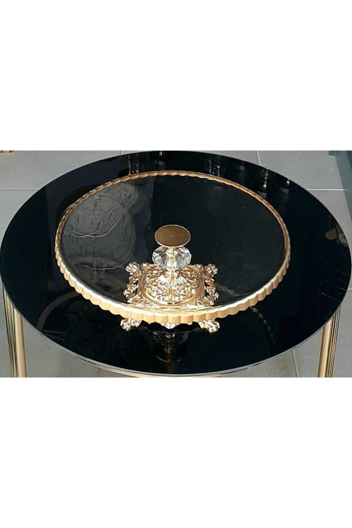 Metal Kaideli Gold Yuvarlak Sunumluk