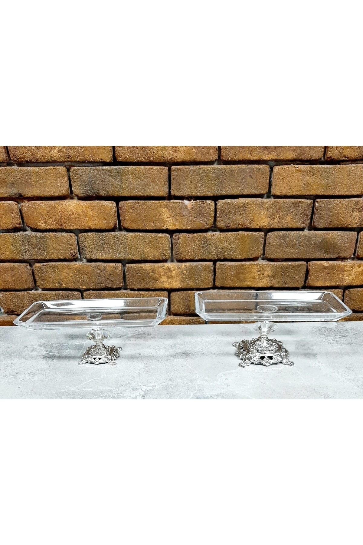 Avangarde Gümüş Döküm Ayaklı 2 Adet Baton Sunumluk Muhteşem Set