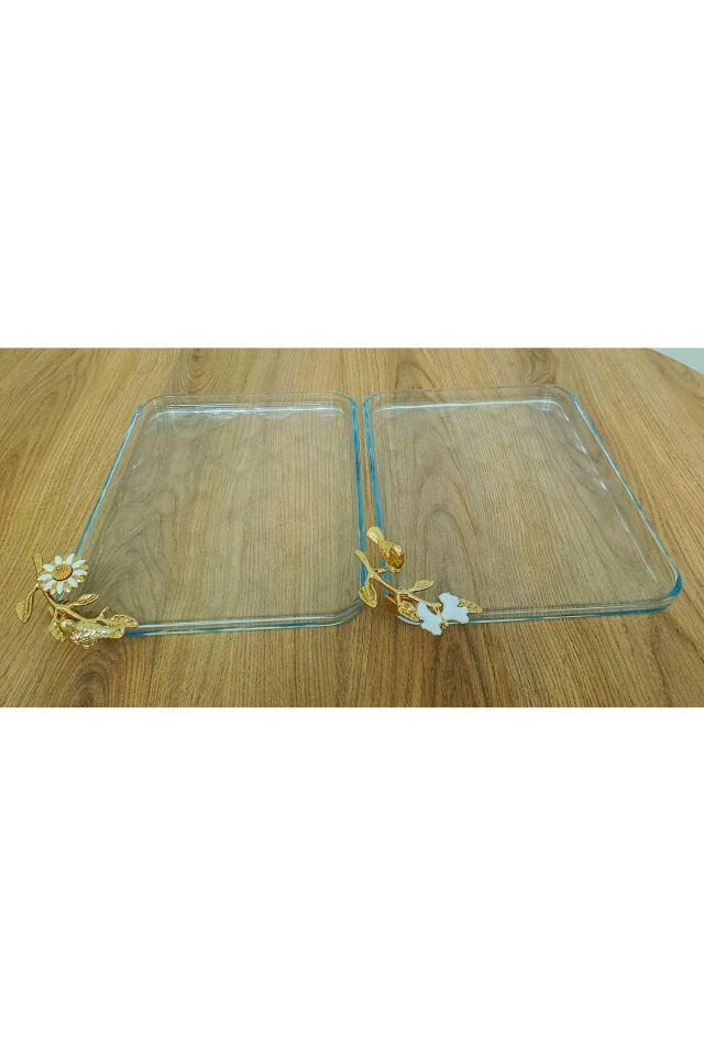 2 li Paşabahçe Metal Kuş - Papapatya - Kelebek Detaylı Borcam Sunum Servis Seti