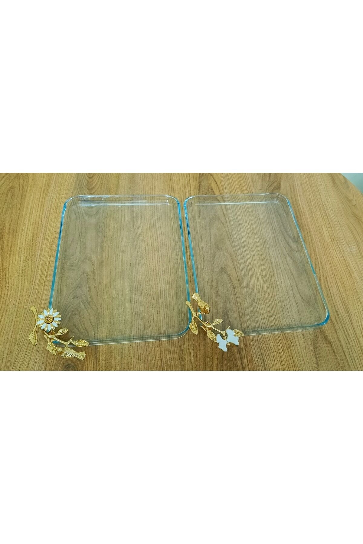 2 li Paşabahçe Metal Kuş - Papapatya - Kelebek Detaylı Borcam Sunum Servis Seti