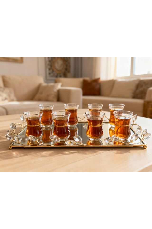 2 li Gold Renk Çok Amaçlı Aynalı Dekoratif Tepsi Söz, Nişan – Kahve Sunum & Şık Dekor