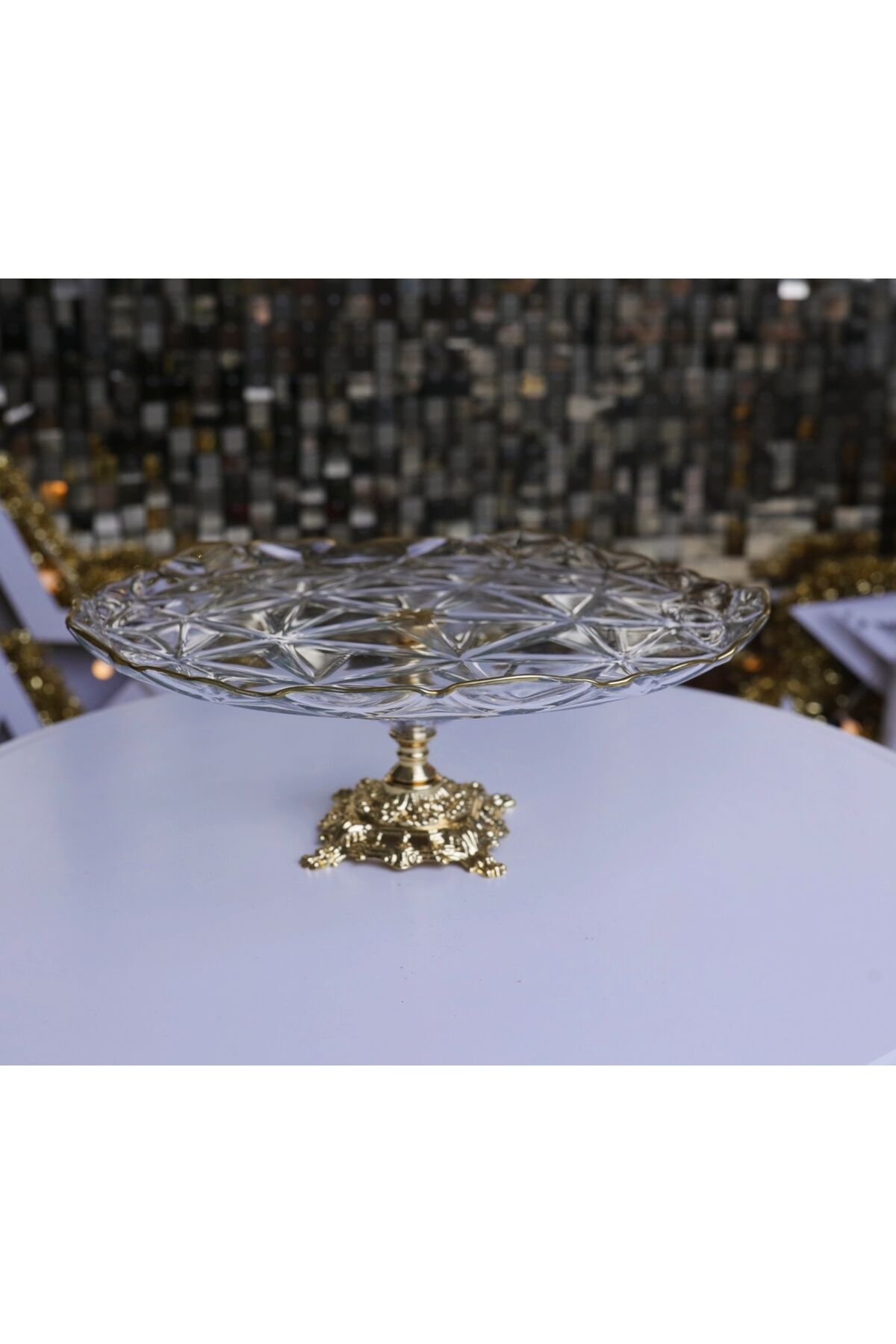 Estrella Yaldızlı Metal Ayaklı Pasta Sunumluk Kurabiyelik