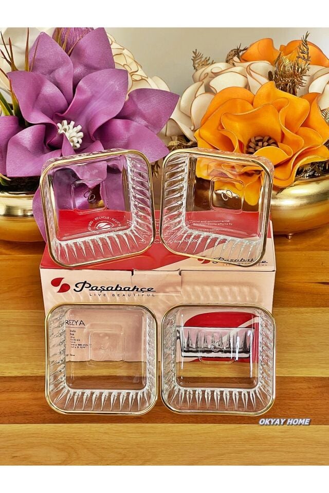 PAŞABAHÇE Frezya 4'lü YALDIZLI Kase Dondurmalık Çerezlik Hediyelik Çeyizlik