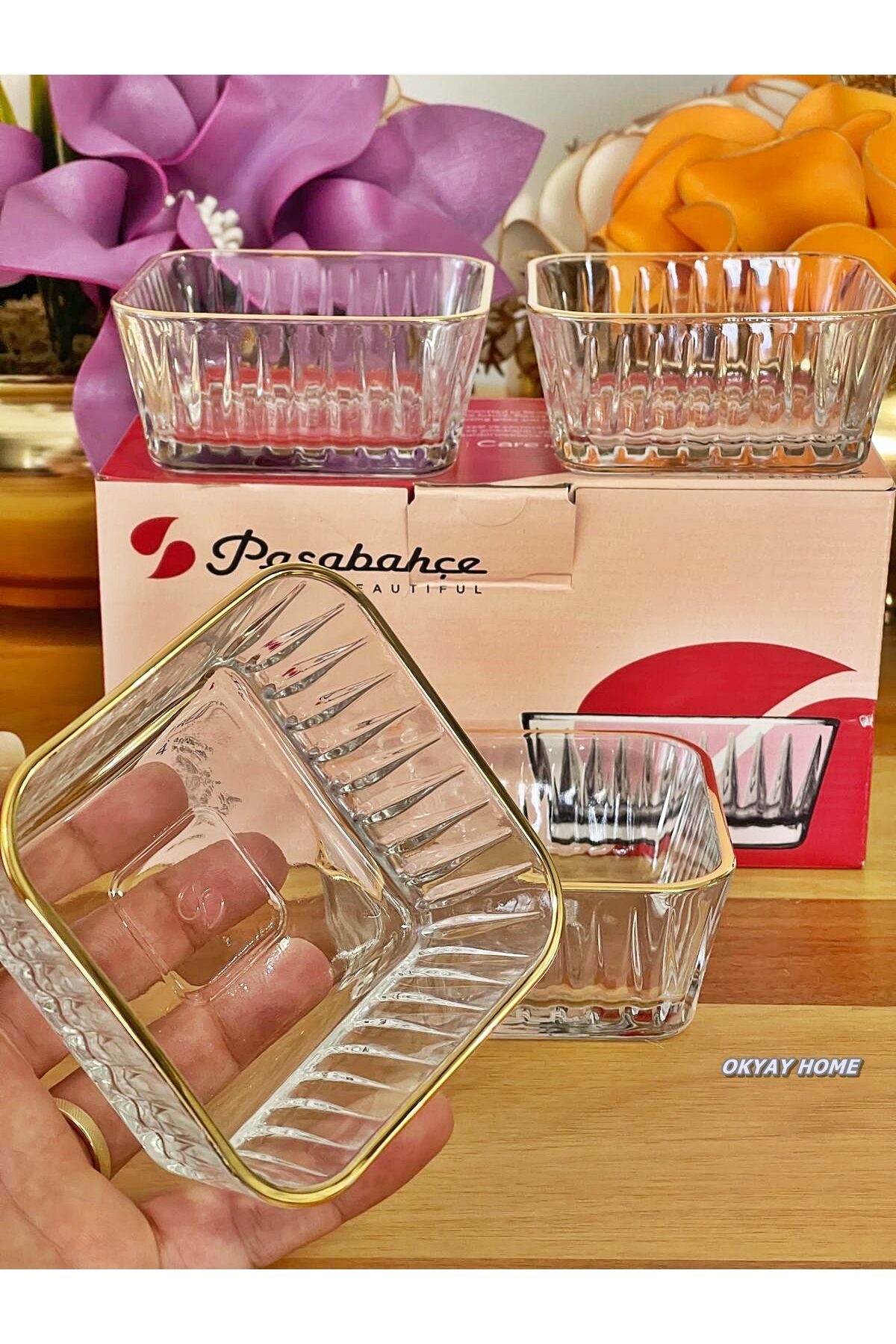 PAŞABAHÇE Frezya 4'lü YALDIZLI Kase Dondurmalık Çerezlik Hediyelik Çeyizlik