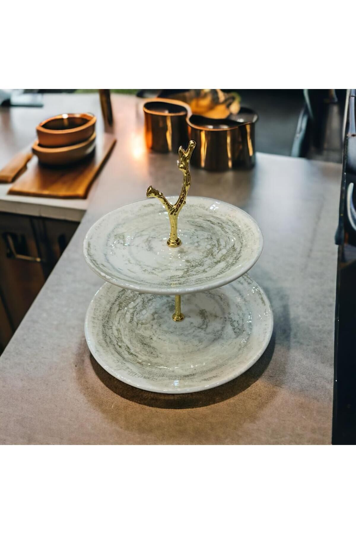 Güral Porselen Katlı Sunumluk Kurabiyelik Şekerlik