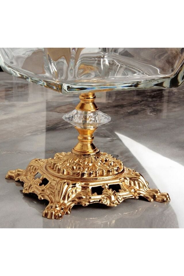 Karen Döküm Ayaklı Cam Büyük Salata ve Sunumluk Kase