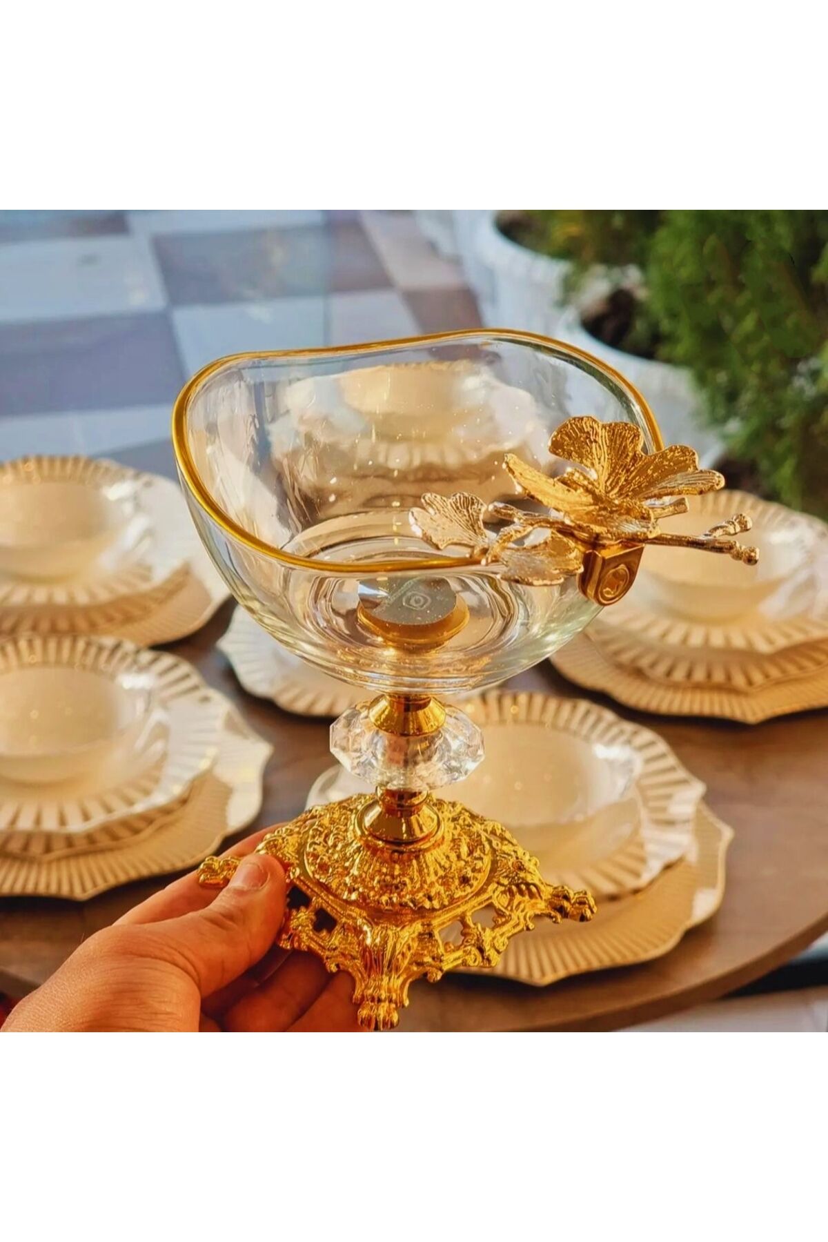 6 Adet Kelebekli Döküm Ayaklı Kase Magnolia Dondurmalık Cup Çerezlik Sunumluk