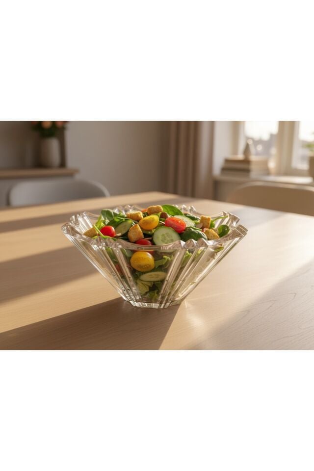 Lorenta 2’li Cam Sunum Seti – 24 cm Kase ve 32 cm Tabak | Meyvelik, Salata ve Pasta Sunumluk