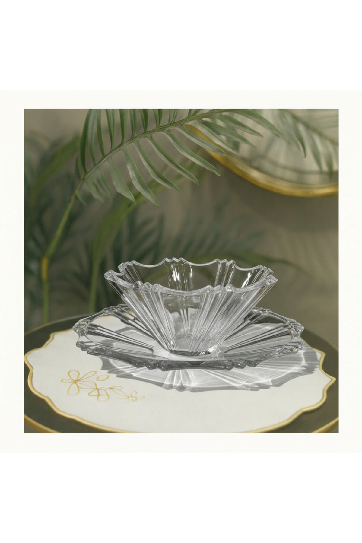 Lorenta 2’li Cam Sunum Seti – 24 cm Kase ve 32 cm Tabak | Meyvelik, Salata ve Pasta Sunumluk