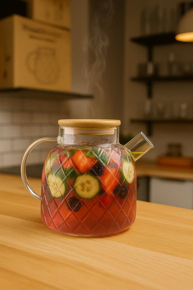 Bambu Kapaklı Cam Sürahi & Çaydanlık & Yağlık | Çok Amaçlı Isıya Dayanıklı Cam Demlik