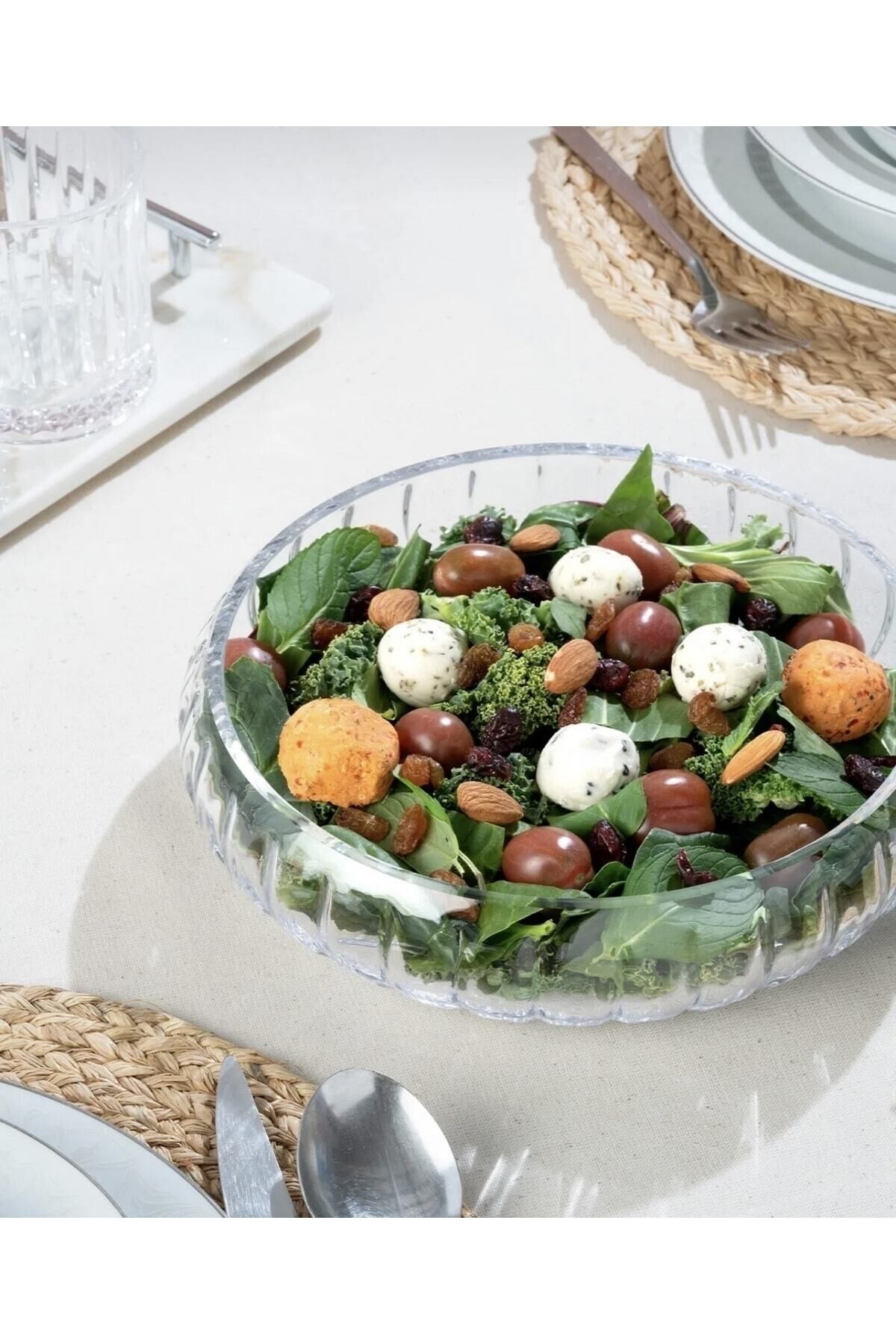 Büyük Boy Cam Salata Kasesi Ve Çerez Kasesi - Sunumluk