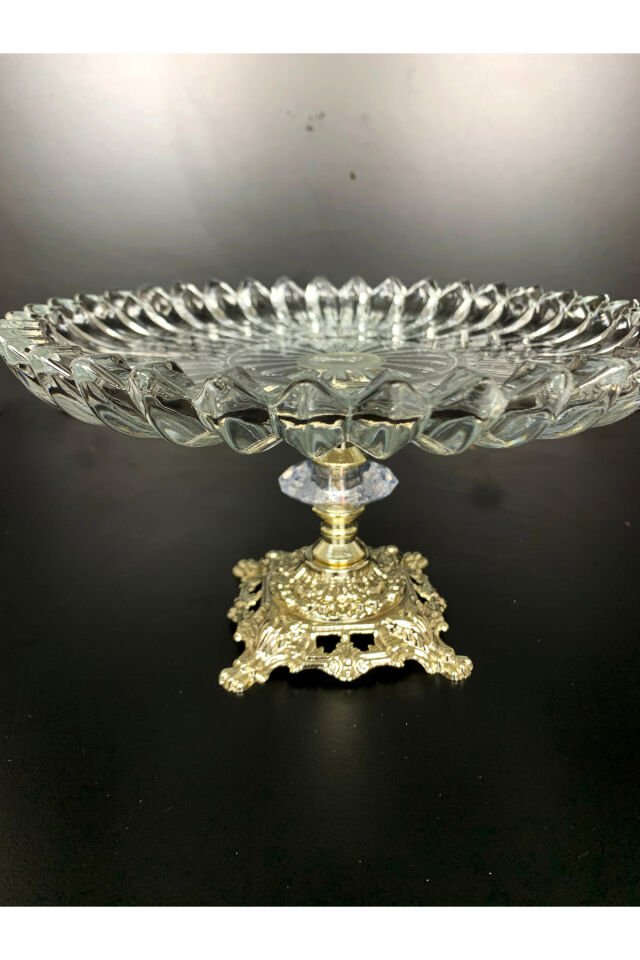 Papatya Gümüş Metal Döküm Ayaklı Sunumluk Kurabiyelik Pasta Sunum