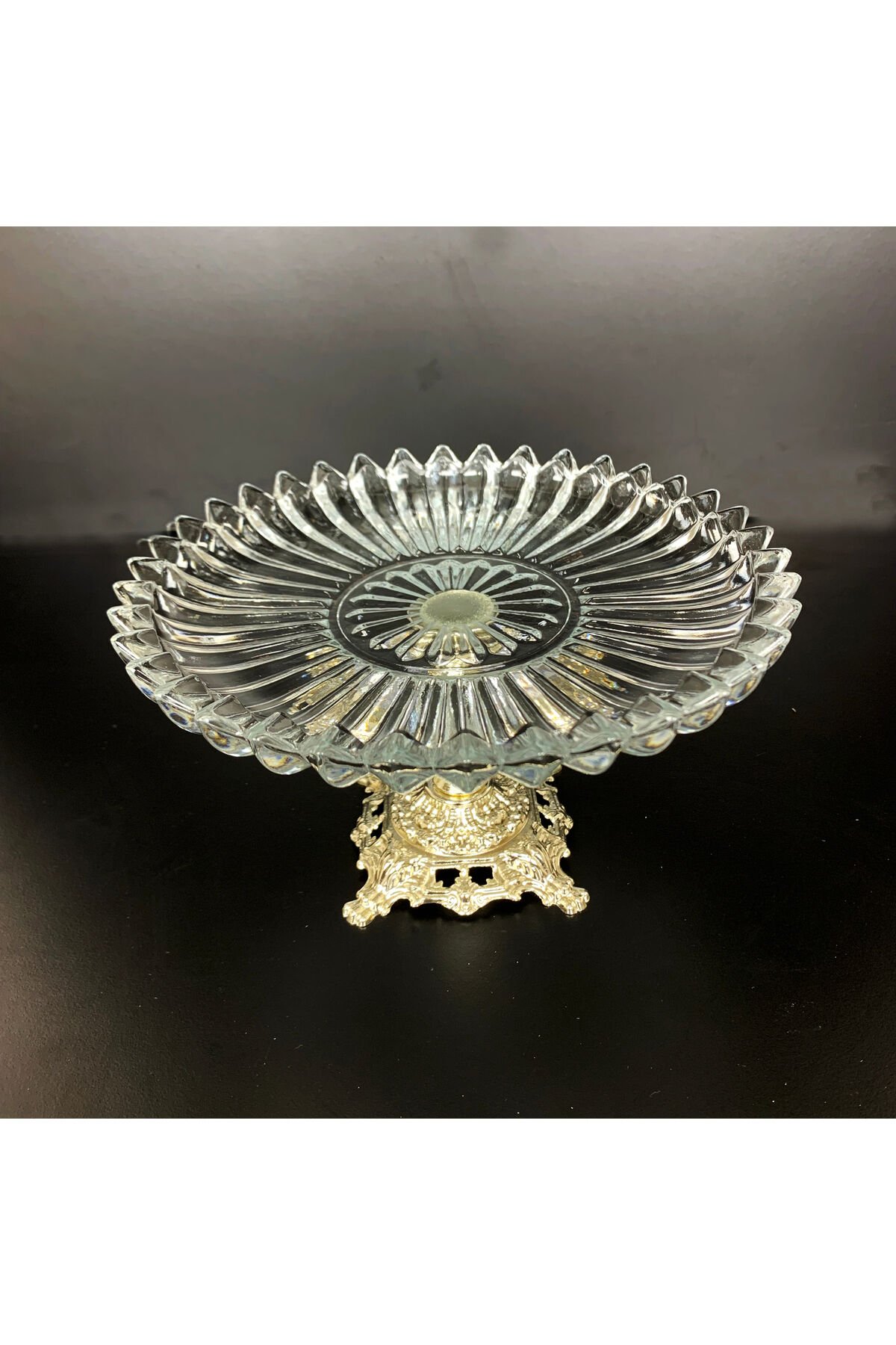 Papatya Gümüş Metal Döküm Ayaklı Sunumluk Kurabiyelik Pasta Sunum