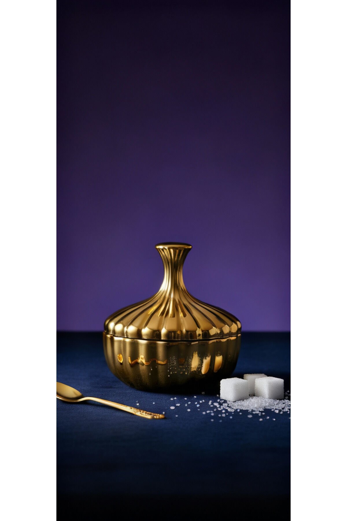 Titanyum Gold Kaplama Cam Şekerlik – Lokumluk, Reçellik, Sunumluk 13 cm