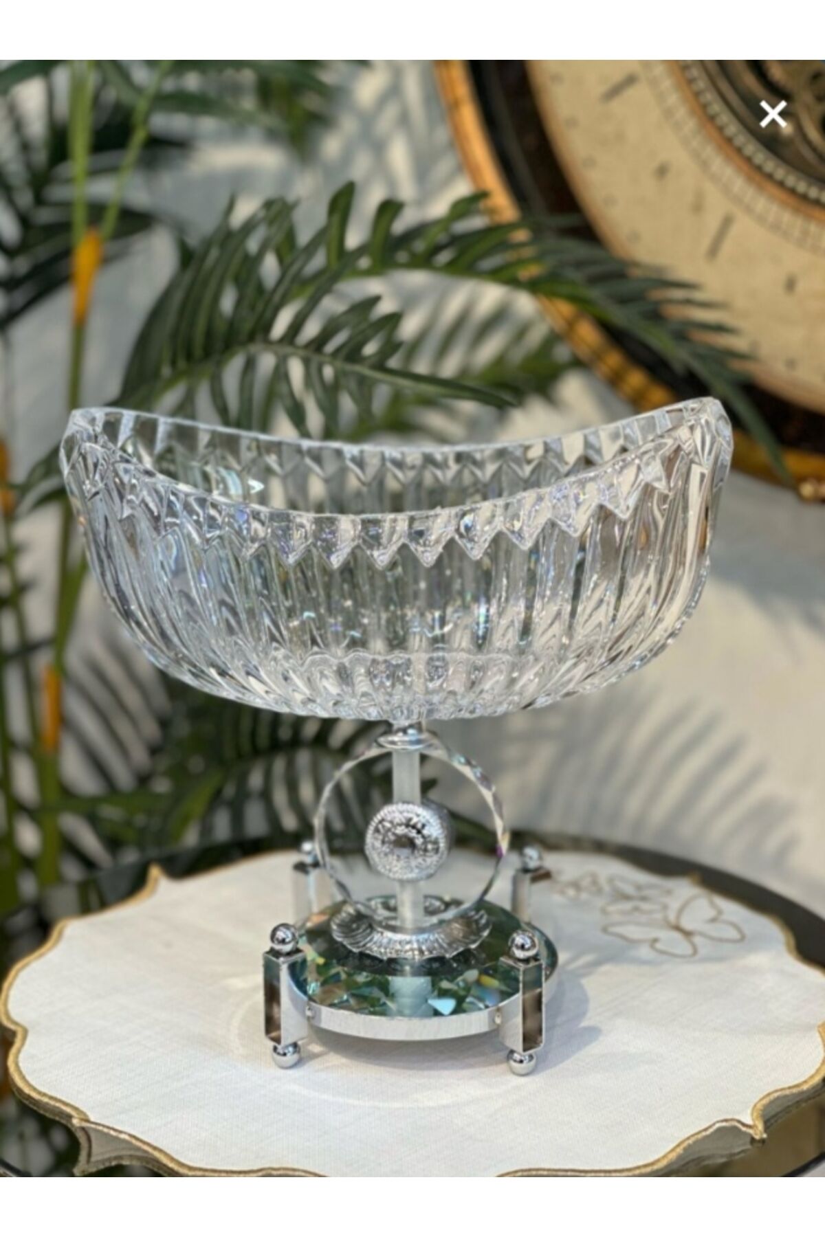 Ultra Lüks Premium Kristal Gümüş Gondol Kase | Dekoratif Masa ve Salon Aksesuarı
