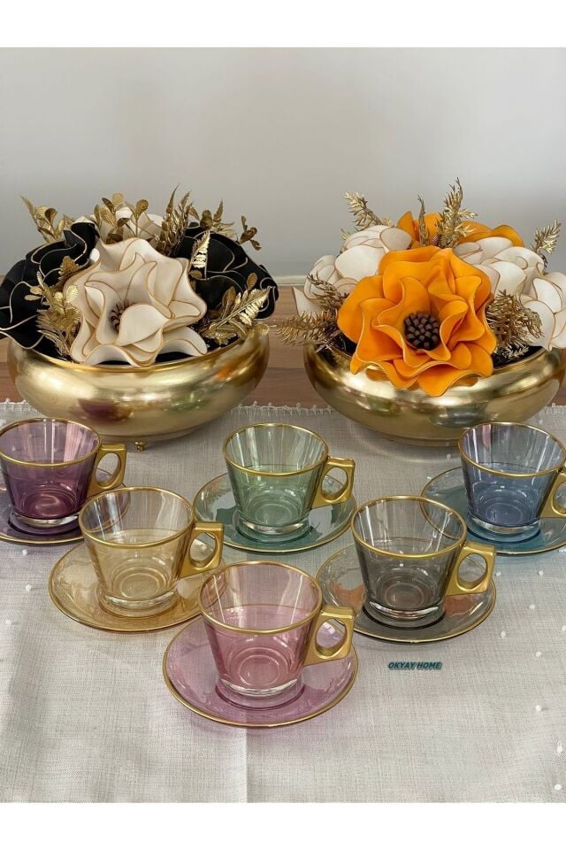 PAŞABAHÇE Vela Fincan Takımı 12 Parça 6 Kişilik Çay Seti, Kahve Seti , Lüks, Hediyelik Çeyizlik