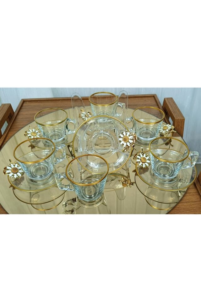 PAŞABAHÇE Vela Fincan Takımı  12 Parça 6 Kişilik KELEBEKLİ YALDIZLI Hediyelik Çeyizlik