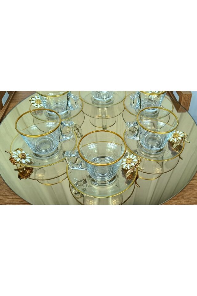 PAŞABAHÇE Vela Fincan Takımı  12 Parça 6 Kişilik KELEBEKLİ YALDIZLI Hediyelik Çeyizlik