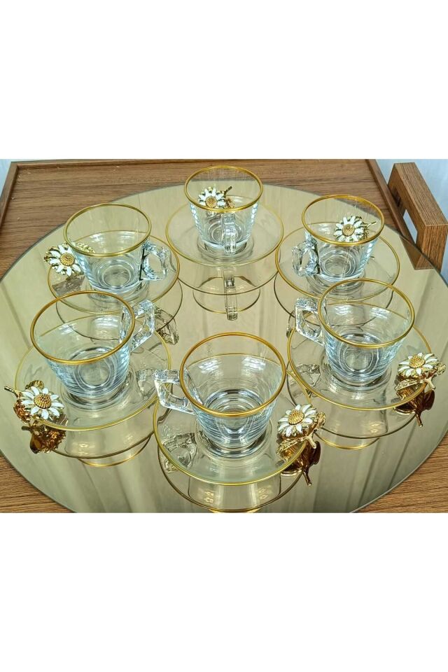 PAŞABAHÇE Vela Fincan Takımı  12 Parça 6 Kişilik KELEBEKLİ YALDIZLI Hediyelik Çeyizlik