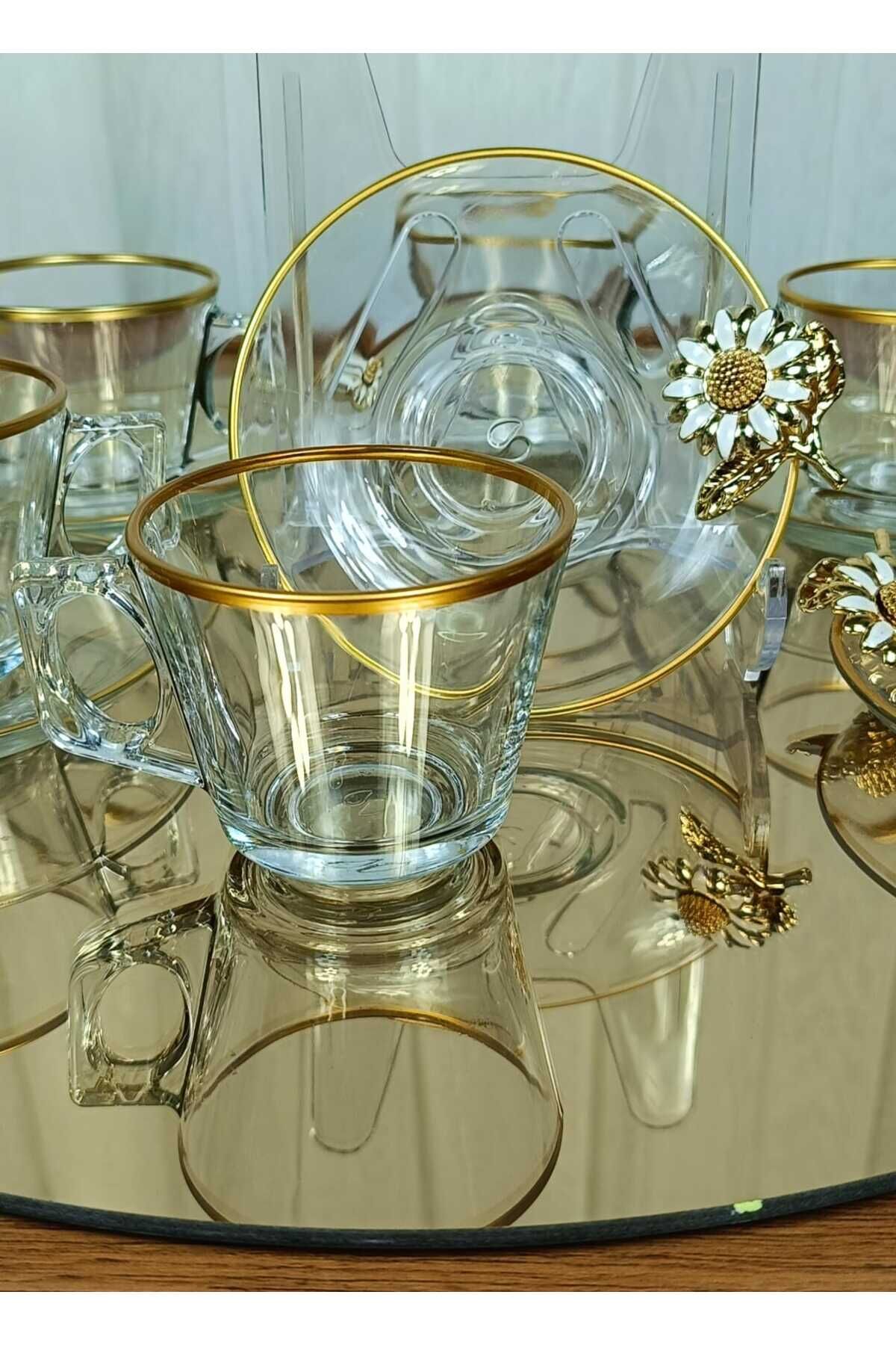 PAŞABAHÇE Vela Fincan Takımı  12 Parça 6 Kişilik KELEBEKLİ YALDIZLI Hediyelik Çeyizlik