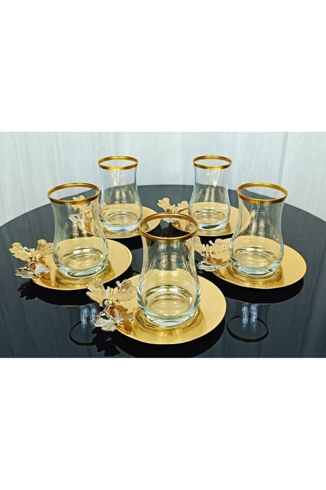 Yeni Model 6 Kişilik 12 Parça Gold Çay Seti , Çay Takımı , Hediyelik , Çeyizlik