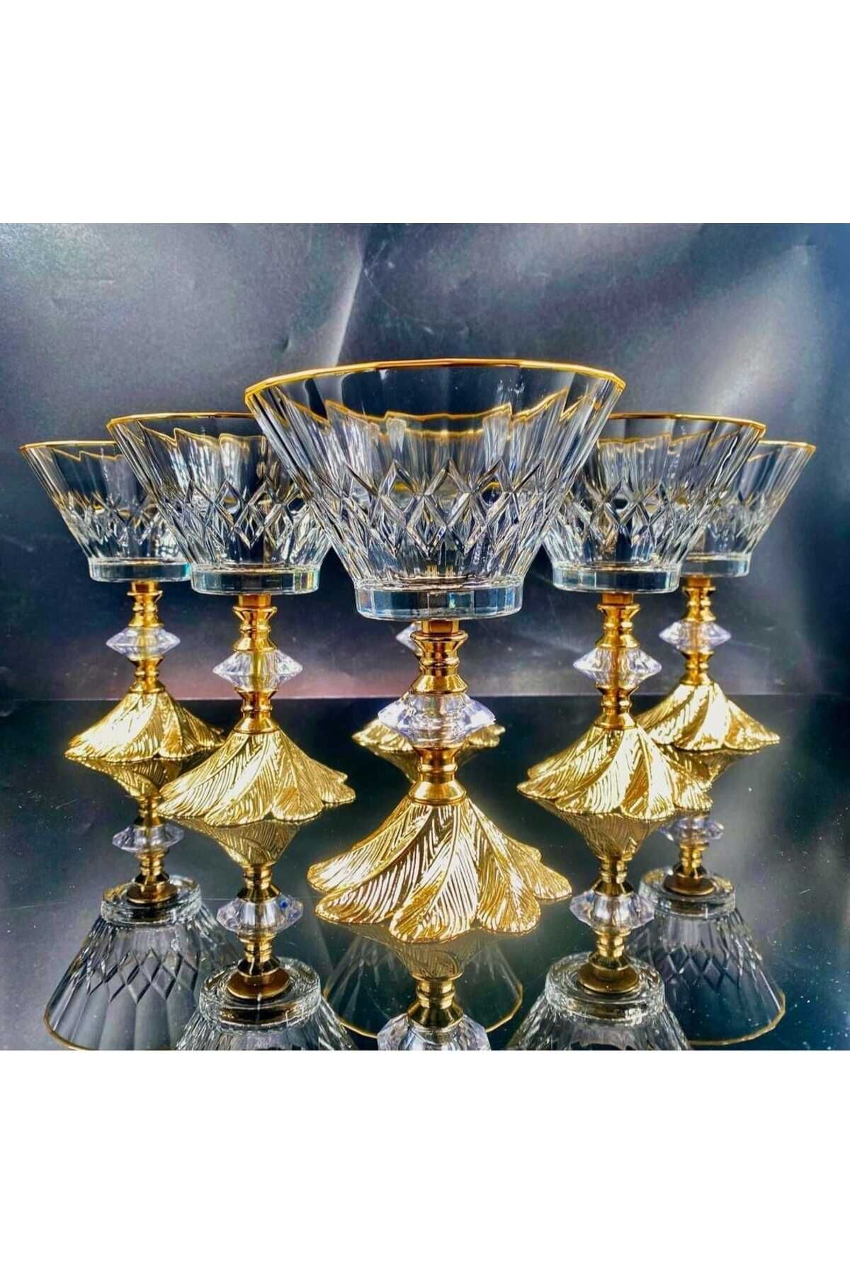 6 Adet Metal Ayaklı Gümüş Detaylı Vira Magnolia-kase-dondurmalık-şekerlik Vanilla