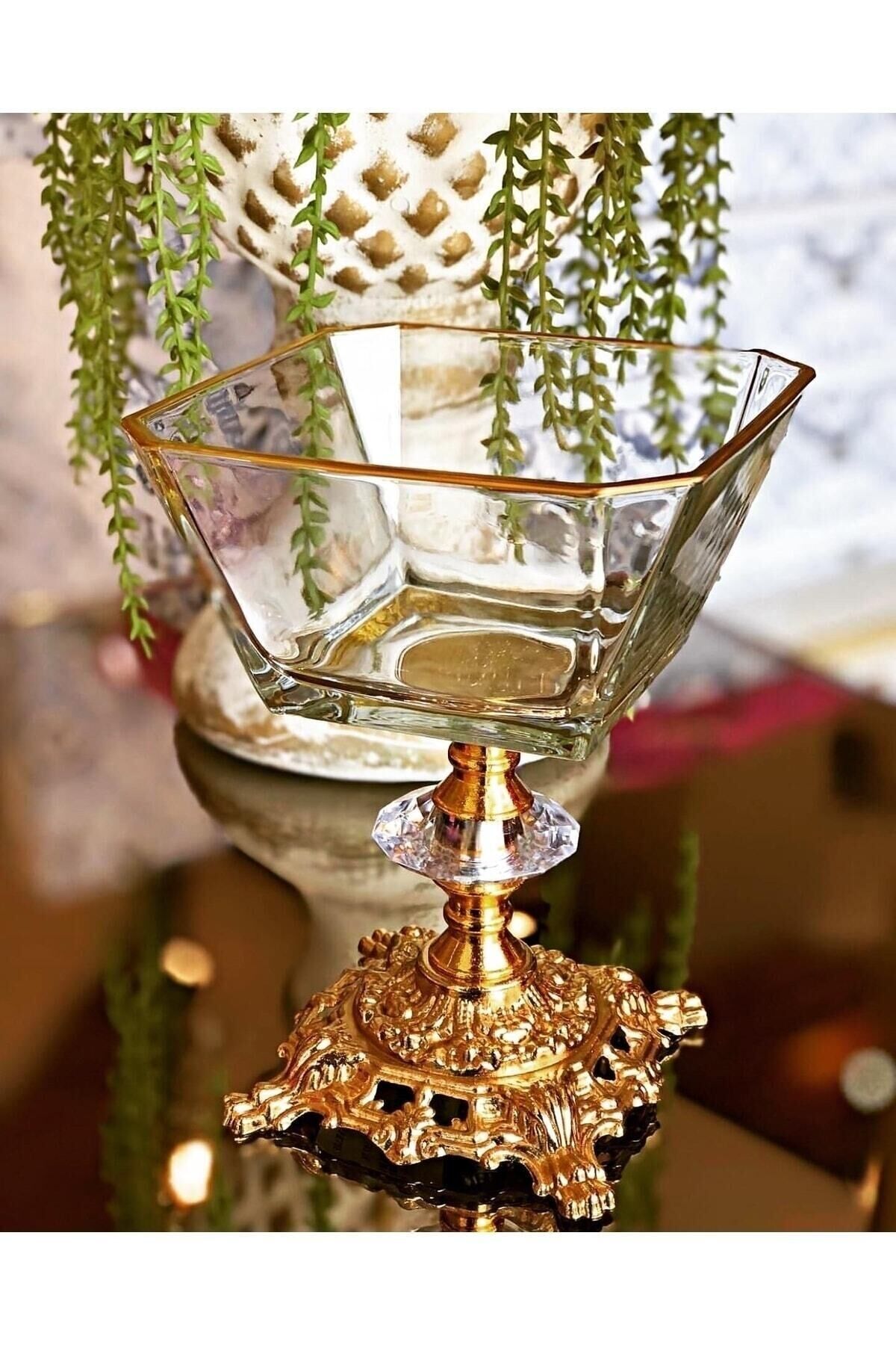 6 Adet Metal Ayaklı Gümüş Detaylı Vira Magnolia-kase-dondurmalık-şekerlik Kahverengi