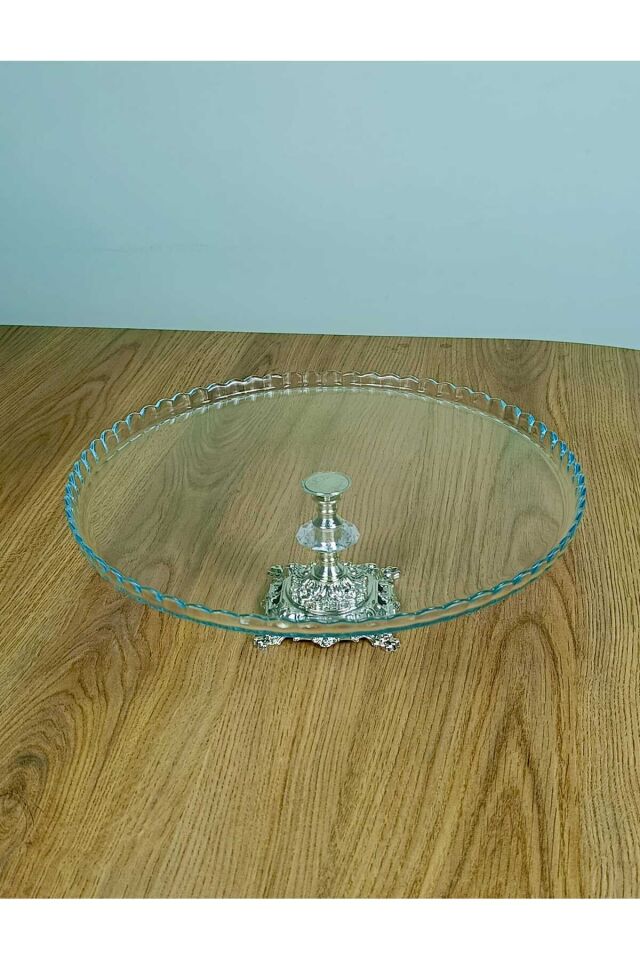 Avangard Gümüş Döküm Ayaklı Yuvarlak Pasta Standı Muhteşem Sunumluk Gümüş